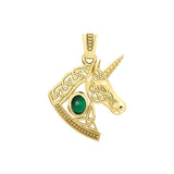 Celtic Unicorn Solid Yellow Gold Pendant with Gem GPD5732 - Jewelry