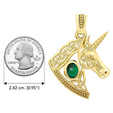 Celtic Unicorn Solid Yellow Gold Pendant with Gem GPD5732 - Jewelry