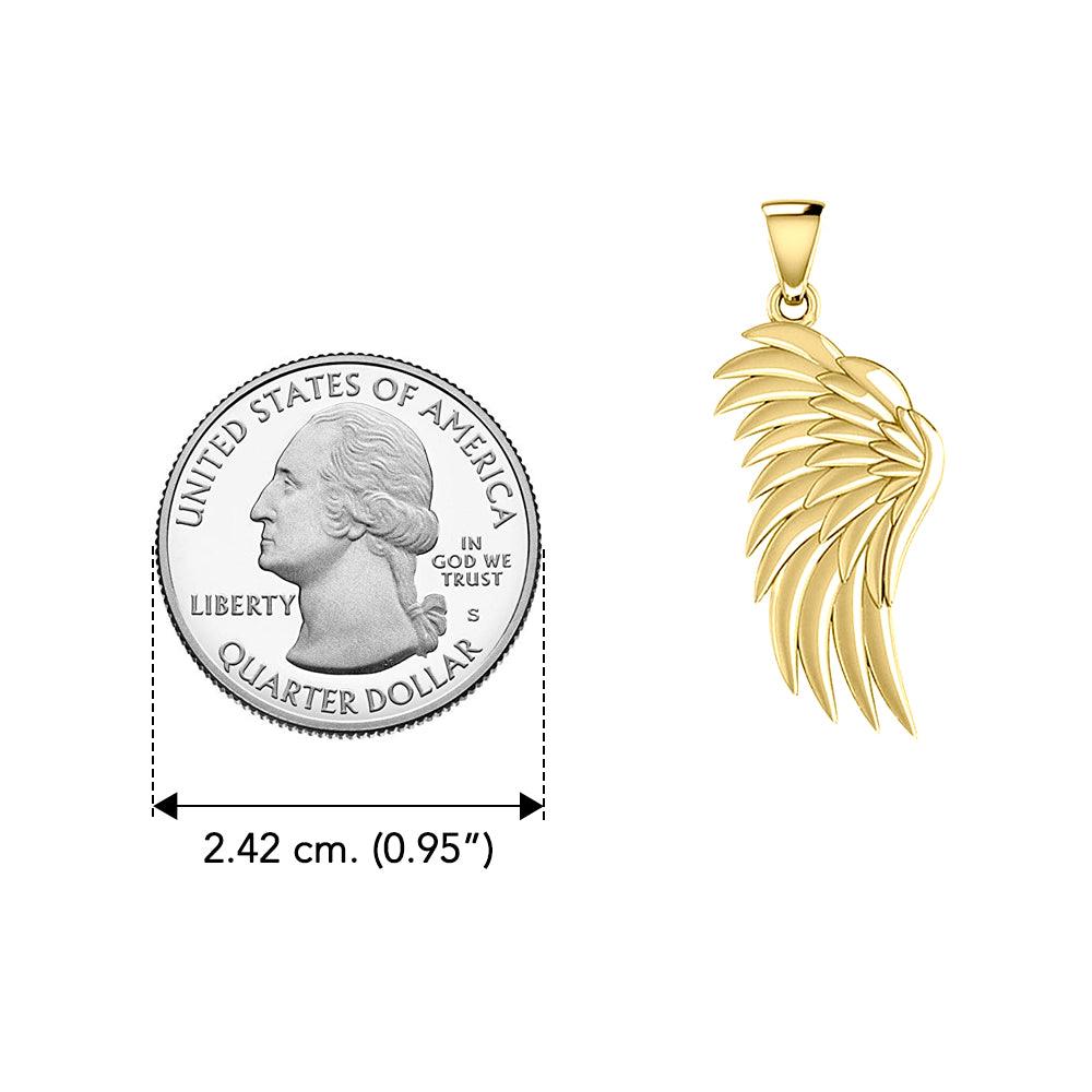 Angel Wing Solid Yellow Gold Pendant GPD5762 - Jewelry