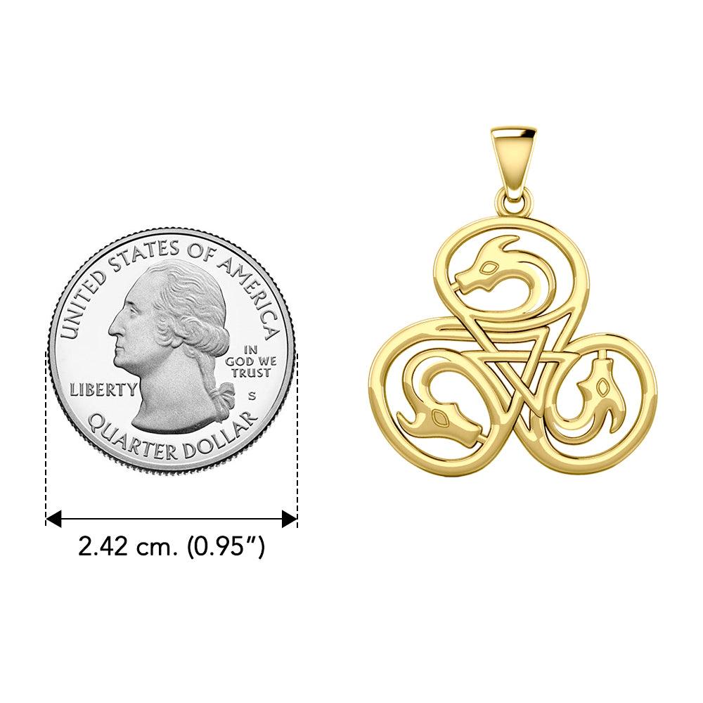 Dragon with Triskele Solid Yellow Gold Pendant GPD5819 - Jewelry