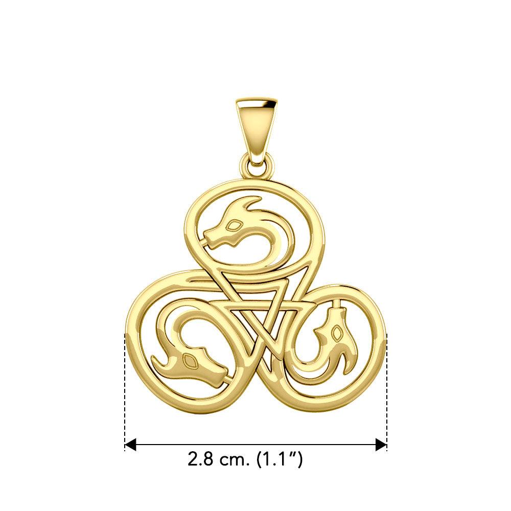 Dragon with Triskele Solid Yellow Gold Pendant GPD5819 - Jewelry