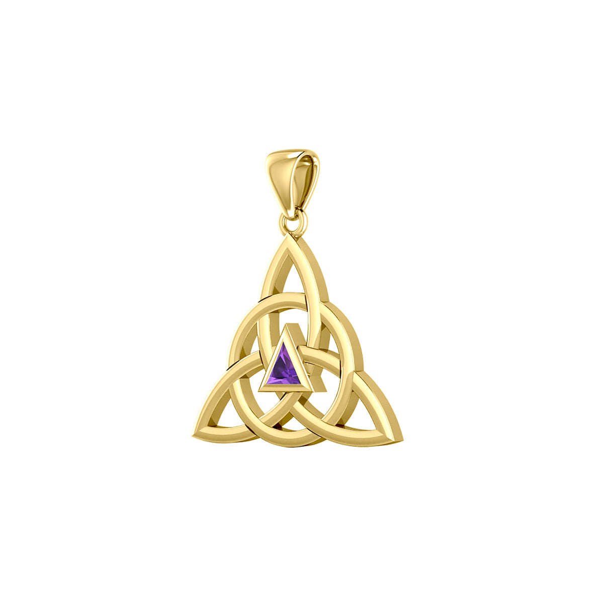 Celtic Triquetra Recovery Solid Yellow Gold Pendant with Gemstone GPD5837