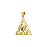 Celtic Triquetra Recovery Solid Yellow Gold Pendant with Gemstone GPD5837