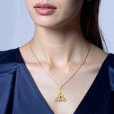 Celtic Triquetra Recovery Solid Yellow Gold Pendant with Gemstone GPD5837