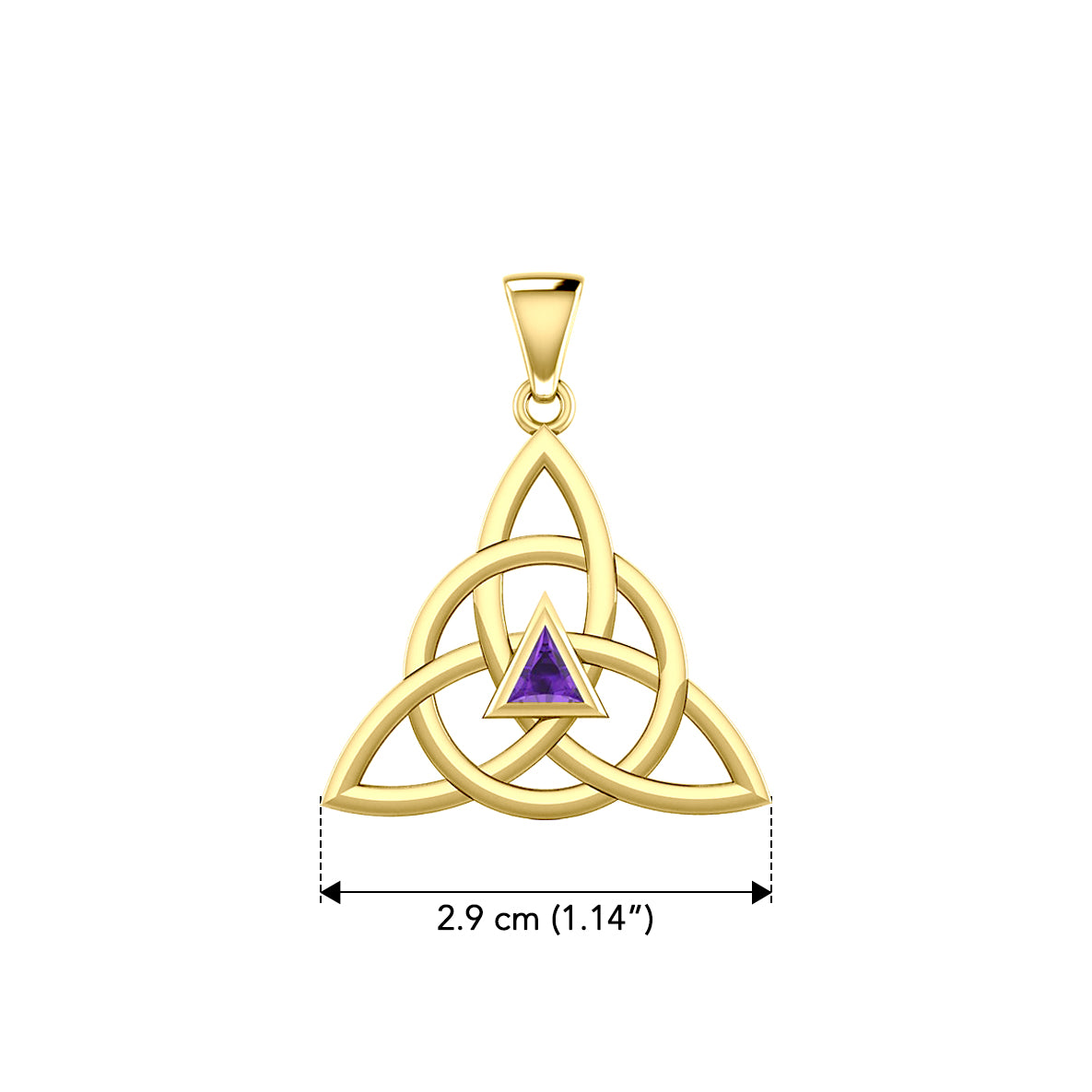 Celtic Triquetra Recovery Solid Yellow Gold Pendant with Gemstone GPD5837