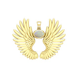 Guardian Angel Wings Solid Yellow Gold Pendant with Birthstone GPD5867 - Jewelry