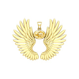 Guardian Angel Wings Solid Yellow Gold Pendant with Birthstone GPD5867 - Jewelry