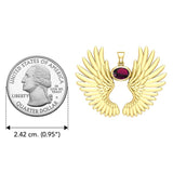 Guardian Angel Wings Solid Yellow Gold Pendant with Birthstone GPD5867 - Jewelry