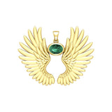 Guardian Angel Wings Solid Yellow Gold Pendant with Birthstone GPD5867 - Jewelry