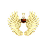Guardian Angel Wings Solid Yellow Gold Pendant with Birthstone GPD5867