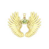 Guardian Angel Wings Solid Yellow Gold Pendant with Birthstone GPD5867 - Jewelry