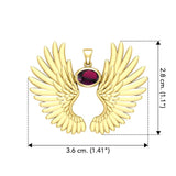 Guardian Angel Wings Solid Yellow Gold Pendant with Birthstone GPD5867 - Jewelry