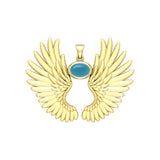 Guardian Angel Wings Solid Yellow Gold Pendant with Birthstone GPD5867 - Jewelry