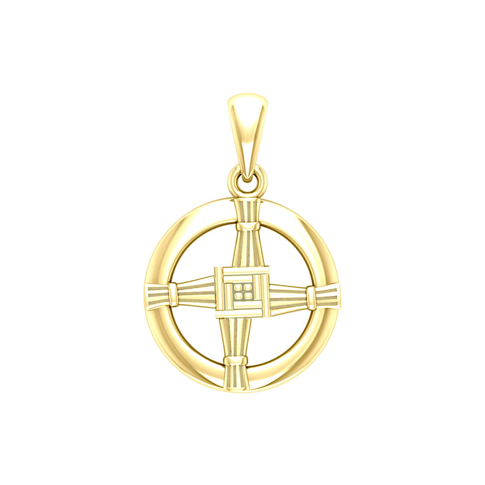 Saint Brigids Cross Solid Yellow Gold Pendant GPD5882