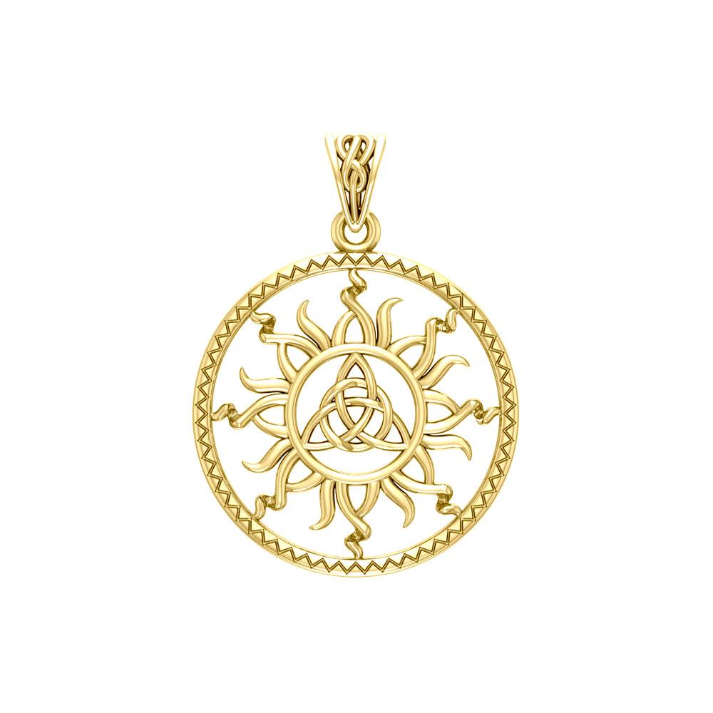 The Sun and Celtic Triquetra Solid Yellow Gold Pendant GPD5928 - Jewelry
