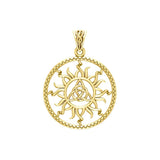 The Sun and Celtic Triquetra Solid Yellow Gold Pendant GPD5928 - Jewelry