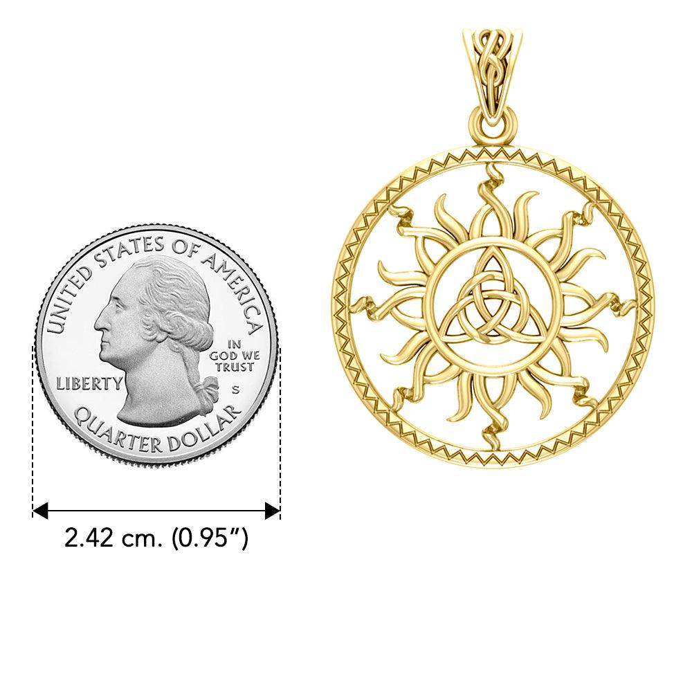 The Sun and Celtic Triquetra Solid Yellow Gold Pendant GPD5928 - Jewelry