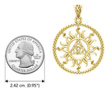 The Sun and Celtic Triquetra Solid Yellow Gold Pendant GPD5928 - Jewelry