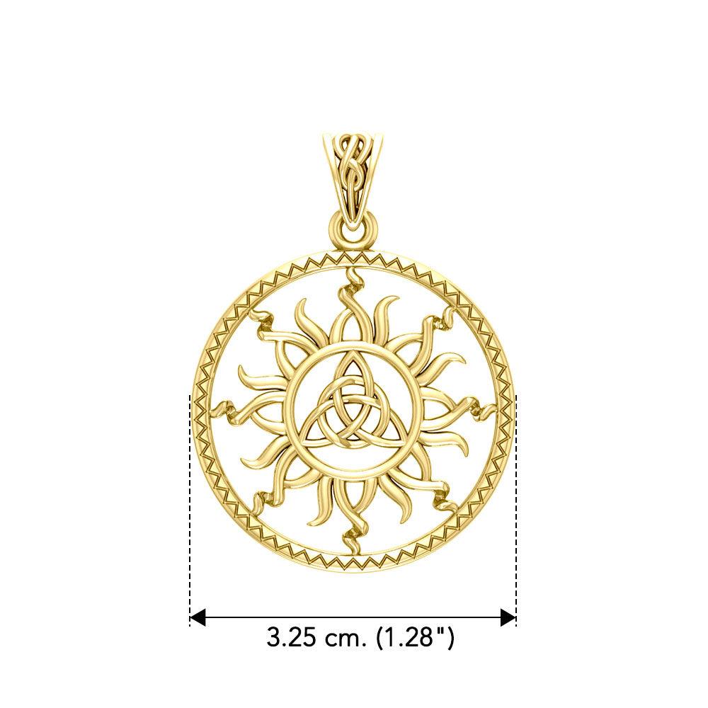 The Sun and Celtic Triquetra Solid Yellow Gold Pendant GPD5928 - Jewelry