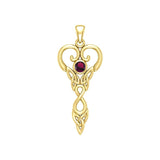 Celtic Infinity Goddess with Birthstone Solid Yellow Gold Pendant GPD5960