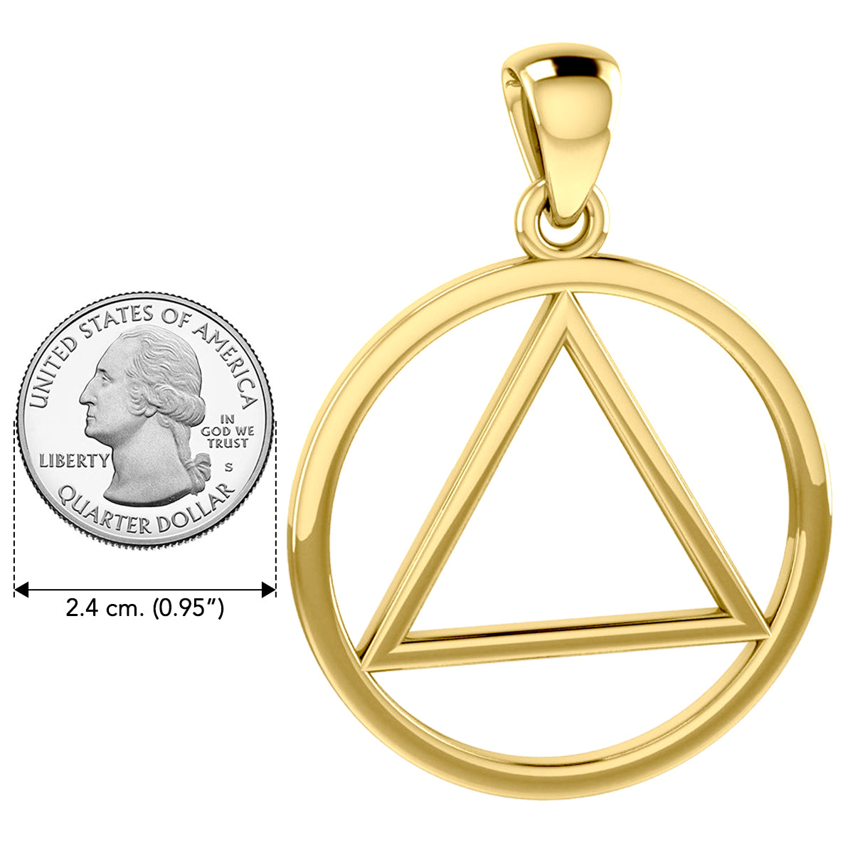 Large  AA Symbol Solid Yellow Gold Pendant GPD6003