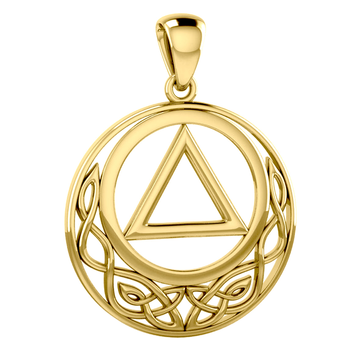 Large Celtic AA Recovery Solid Yellow Gold Pendant GPD6005