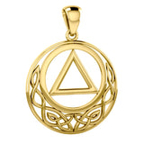Large Celtic AA Recovery Solid Yellow Gold Pendant GPD6005