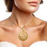 Large Celtic AA Recovery Solid Yellow Gold Pendant GPD6005