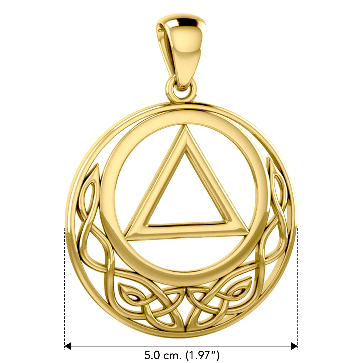 Large Celtic AA Recovery Solid Yellow Gold Pendant GPD6005