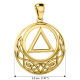 Large Celtic AA Recovery Solid Yellow Gold Pendant GPD6005