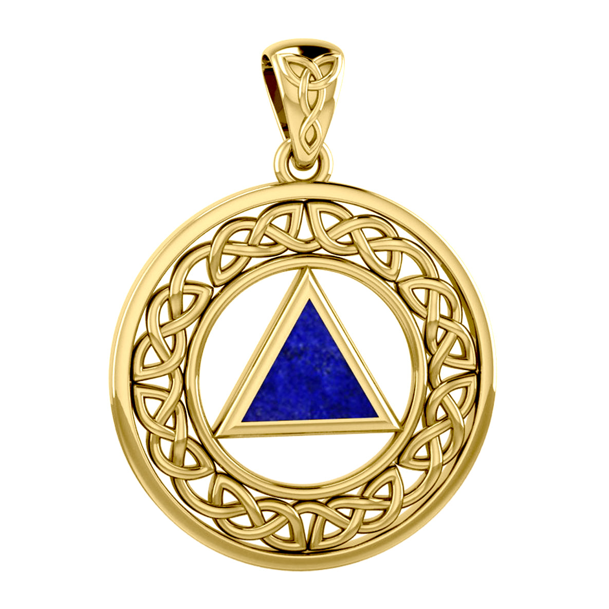 Large AA Recovery with Celtic Boarder Solid Yellow Gold Pendant GPD6007