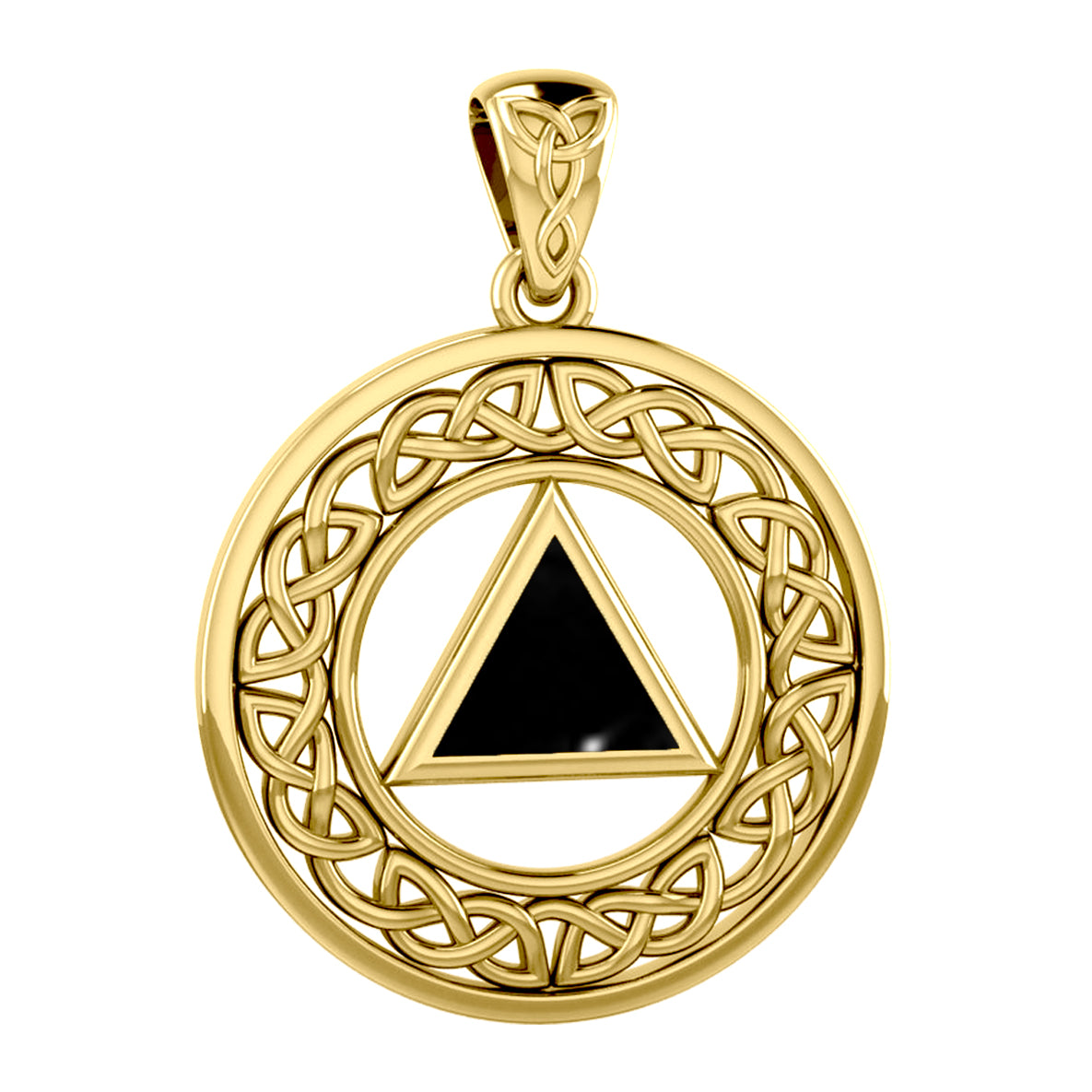 Large AA Recovery with Celtic Boarder Solid Yellow Gold Pendant GPD6007