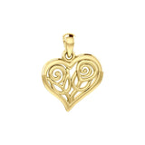 Double Roses in Heart Solid Gold Pendant GPD6047 - Jewelry