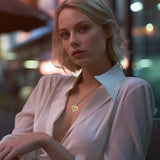 Double Roses in Heart Solid Gold Pendant GPD6047 - Jewelry