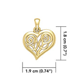 Double Roses in Heart Solid Gold Pendant GPD6047 - Jewelry
