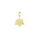 Celtic Whale Tail And Double Heart Solid Yellow Gold Pendant GPD6055