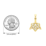 Celtic Whale Tail And Double Heart Solid Yellow Gold Pendant GPD6055