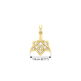 Celtic Whale Tail And Double Heart Solid Yellow Gold Pendant GPD6055
