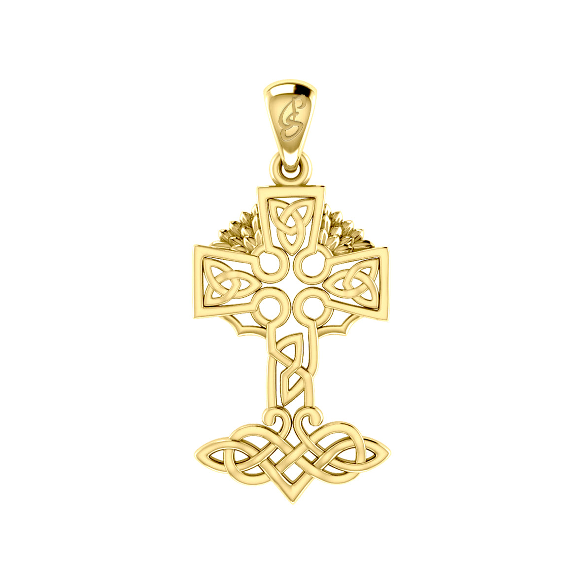 Celtic Tree of Life Irish Cross 14 Karat Solid Gold Pendant GPD6123