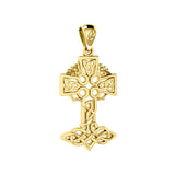 Celtic Tree of Life Irish Cross 14 Karat Solid Gold Pendant GPD6123