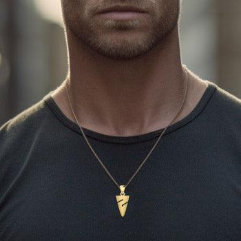 Cave Divers Line Arrow Solid Gold Pendant GPD6161 - Jewelry