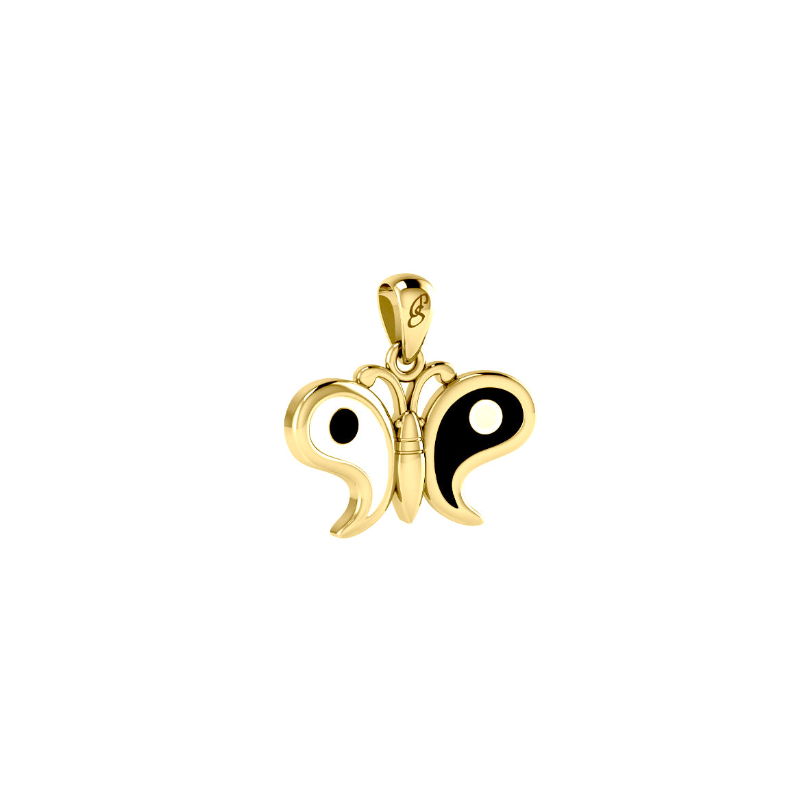 Harmony and Balance Solid Gold Yin Yang Butterfly Pendant GPD6210