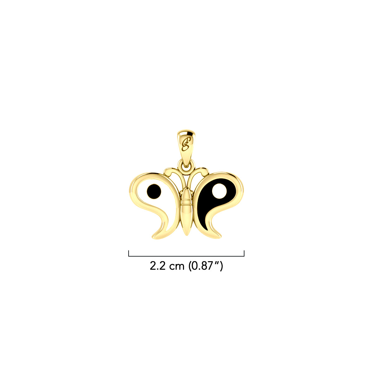 Harmony and Balance Solid Gold Yin Yang Butterfly Pendant GPD6210