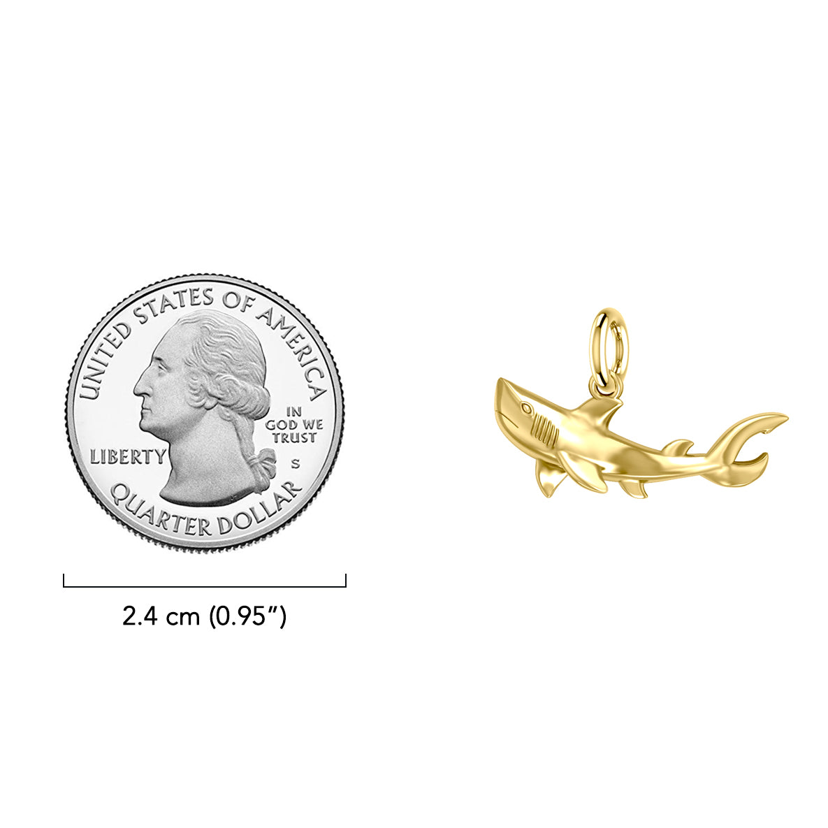 Graceful Guardian Solid Gold Shark Pendant GPD6225