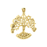 Tree of Life with Peace and Faith Symbols Solid Gold Pendant GPD6364