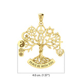 Tree of Life with Peace and Faith Symbols Solid Gold Pendant GPD6364