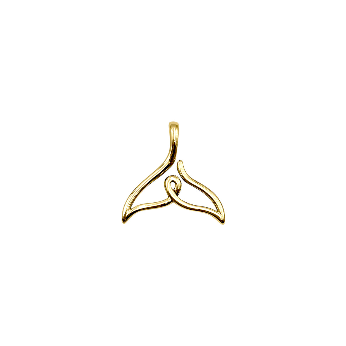 Whale Tail Minimal One Line Solid Gold Pendant GPD6367
