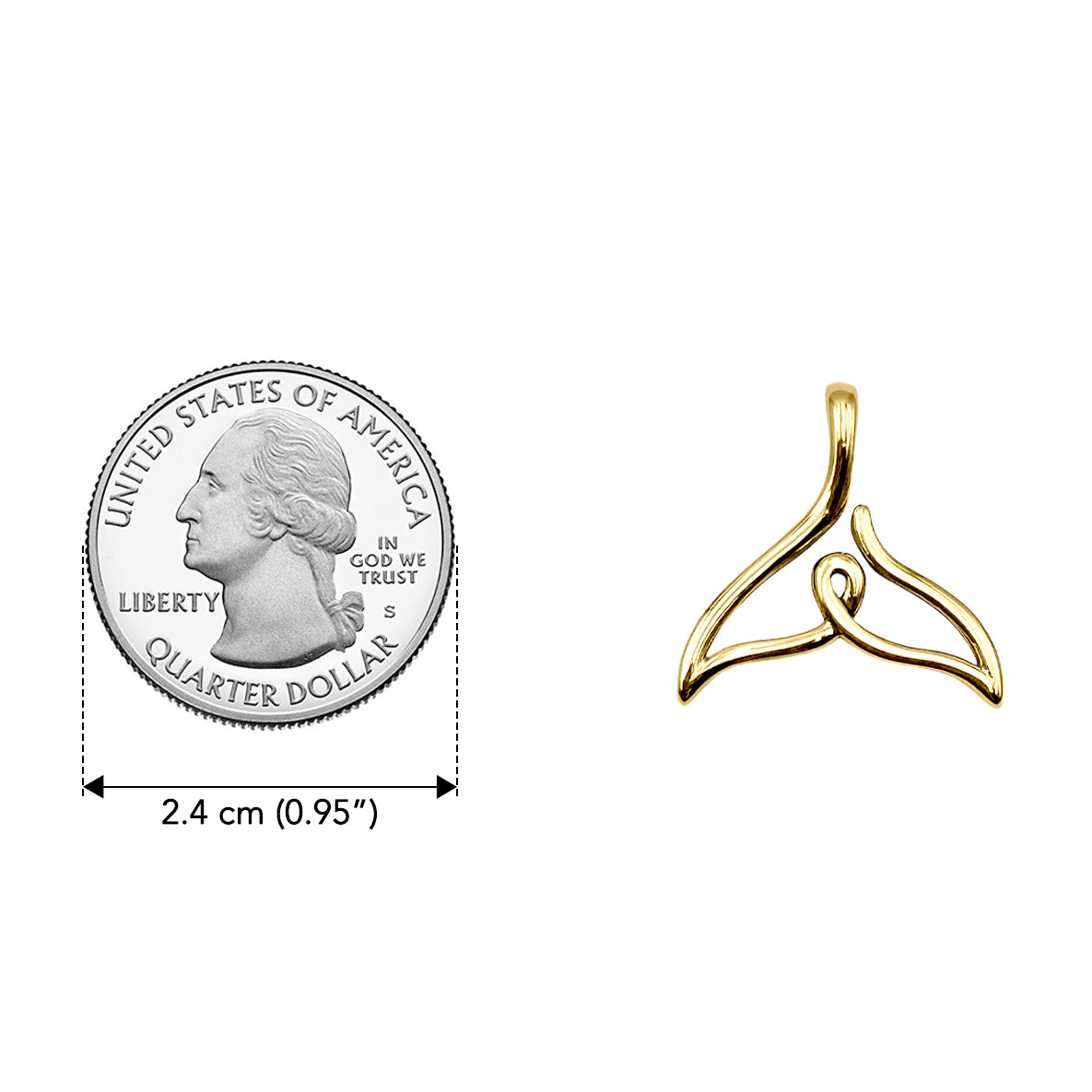 Whale Tail Minimal One Line Solid Gold Pendant GPD6367
