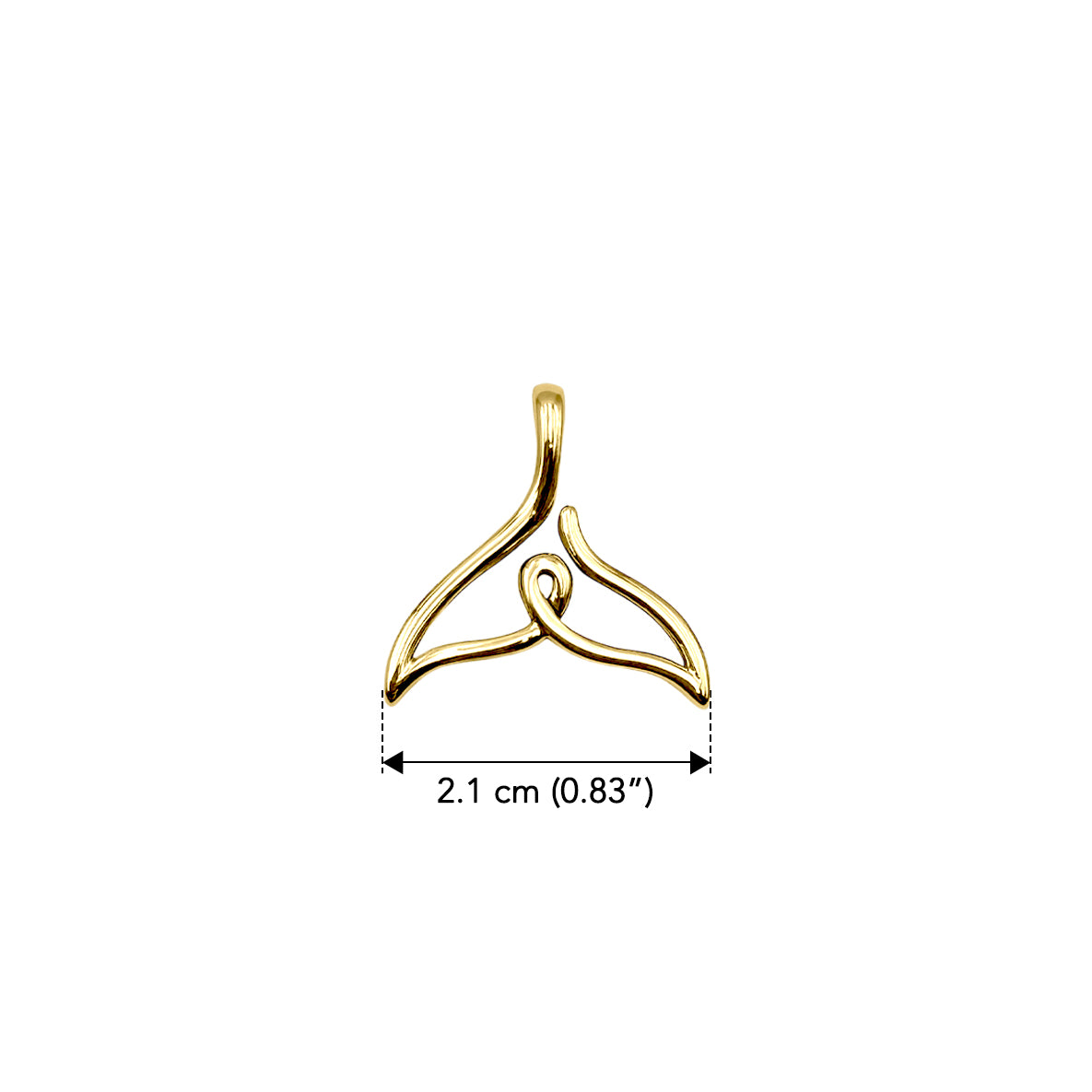 Whale Tail Minimal One Line Solid Gold Pendant GPD6367