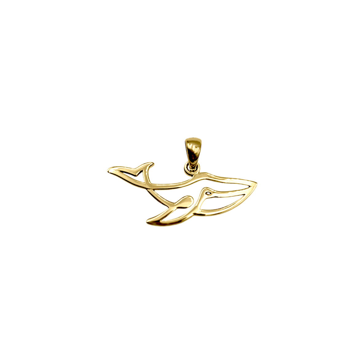 Whale Minimal One Line Solid Gold Pendant GPD6368
